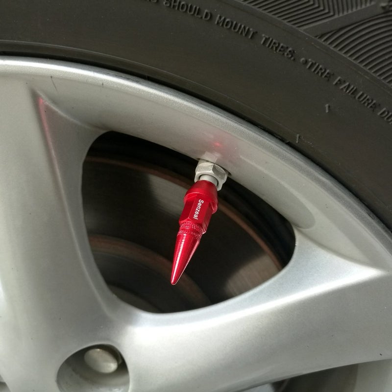 Senzeal 4X Long Impale Spike Style Polished Aluminum Tire Valve Stem Caps Red - Image 4